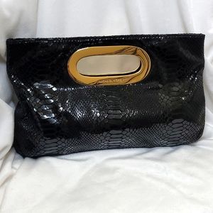 Michael Kors Berkeley Patent Python Clutch